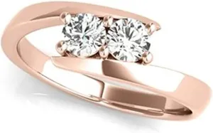 JewelMore Two Stone Ring Forever Us 1/4 ct tw Diamonds 14K Yellow,White or Rose Gold (I-J/ I2-I3)