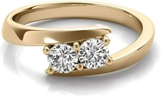 JewelMore Two Stone Ring Forever Us 1/4 ct tw Diamonds 14K Yellow,White or Rose Gold (I-J/ I2-I3)