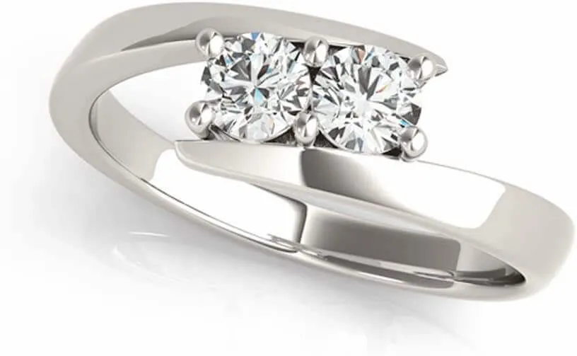 JewelMore Two Stone Ring Forever Us 1/4 ct tw Diamonds 14K Yellow,White or Rose Gold (I-J/ I2-I3)