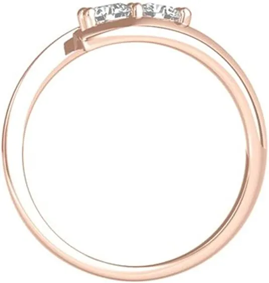 JewelMore Two Stone Ring Forever Us 1/4 ct tw Diamonds 14K Yellow,White or Rose Gold (I-J/ I2-I3)