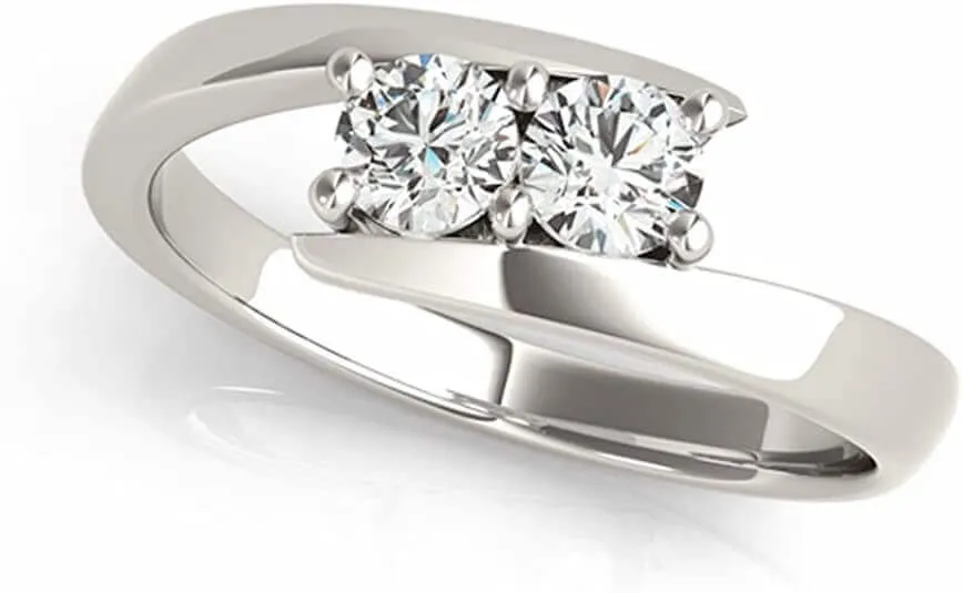 JewelMore Two-Stone Ring Forever Us 1/4 ct tw Diamonds 14K Yellow,White or Rose Gold (White Gold, 10)