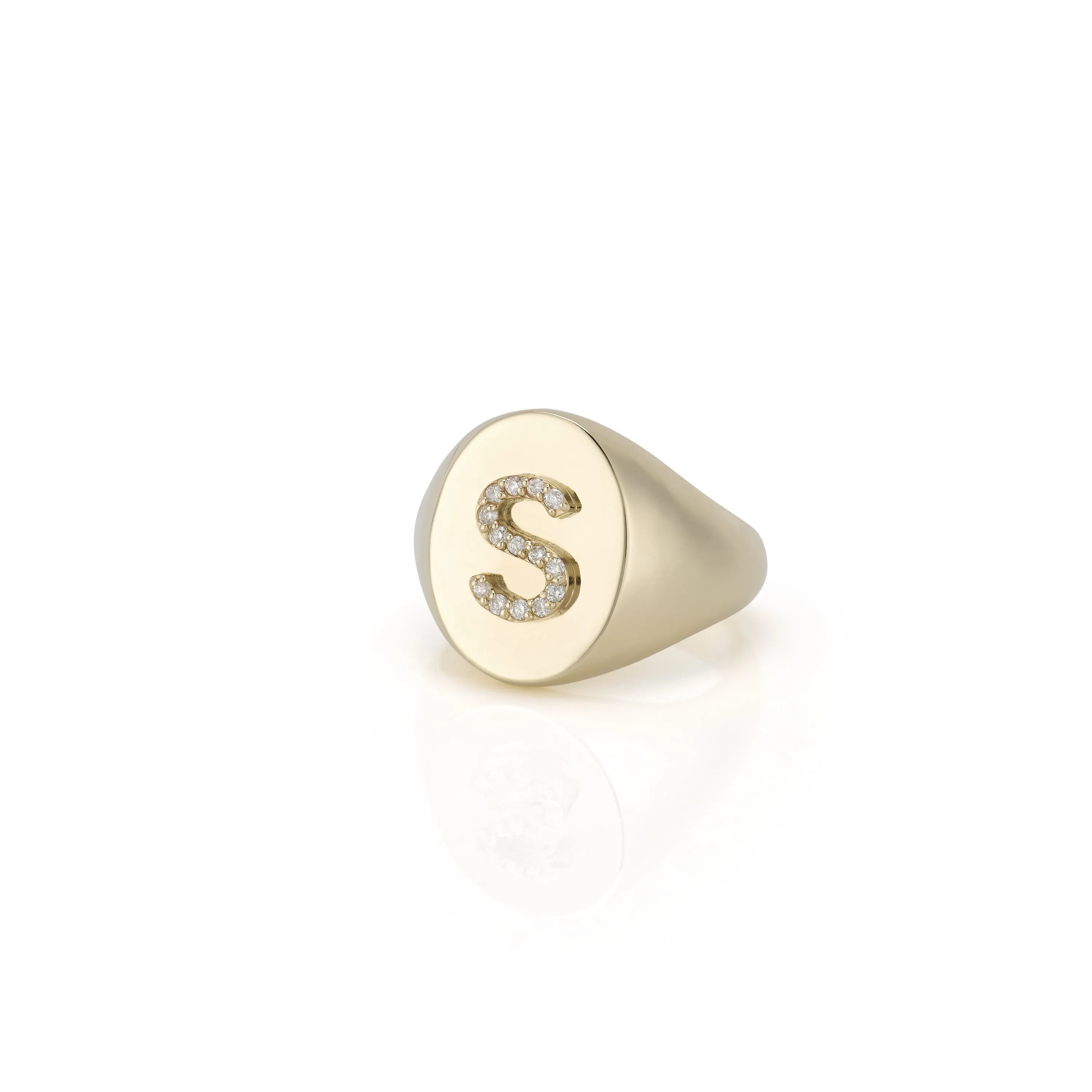 KARI DIAMOND INITIAL OVAL SIGNET RING
