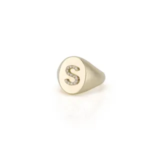 KARI DIAMOND INITIAL OVAL SIGNET RING