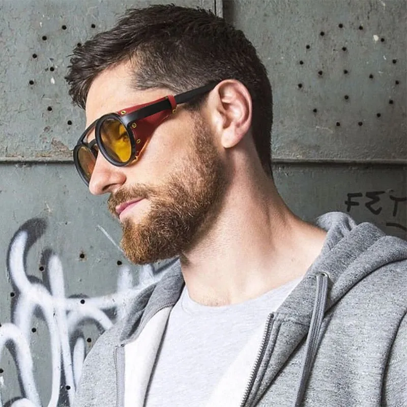 KEITHION Men Steampunk Goggles Sunglasses