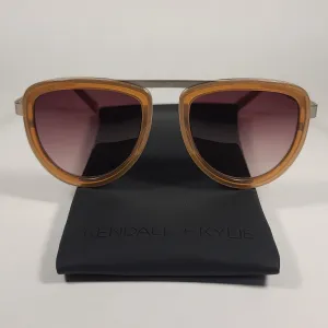 Kendall   Kylie Jones Aviator Sunglasses Shiny Crystal and Light Brown With Gradient Lens KK5009D 207