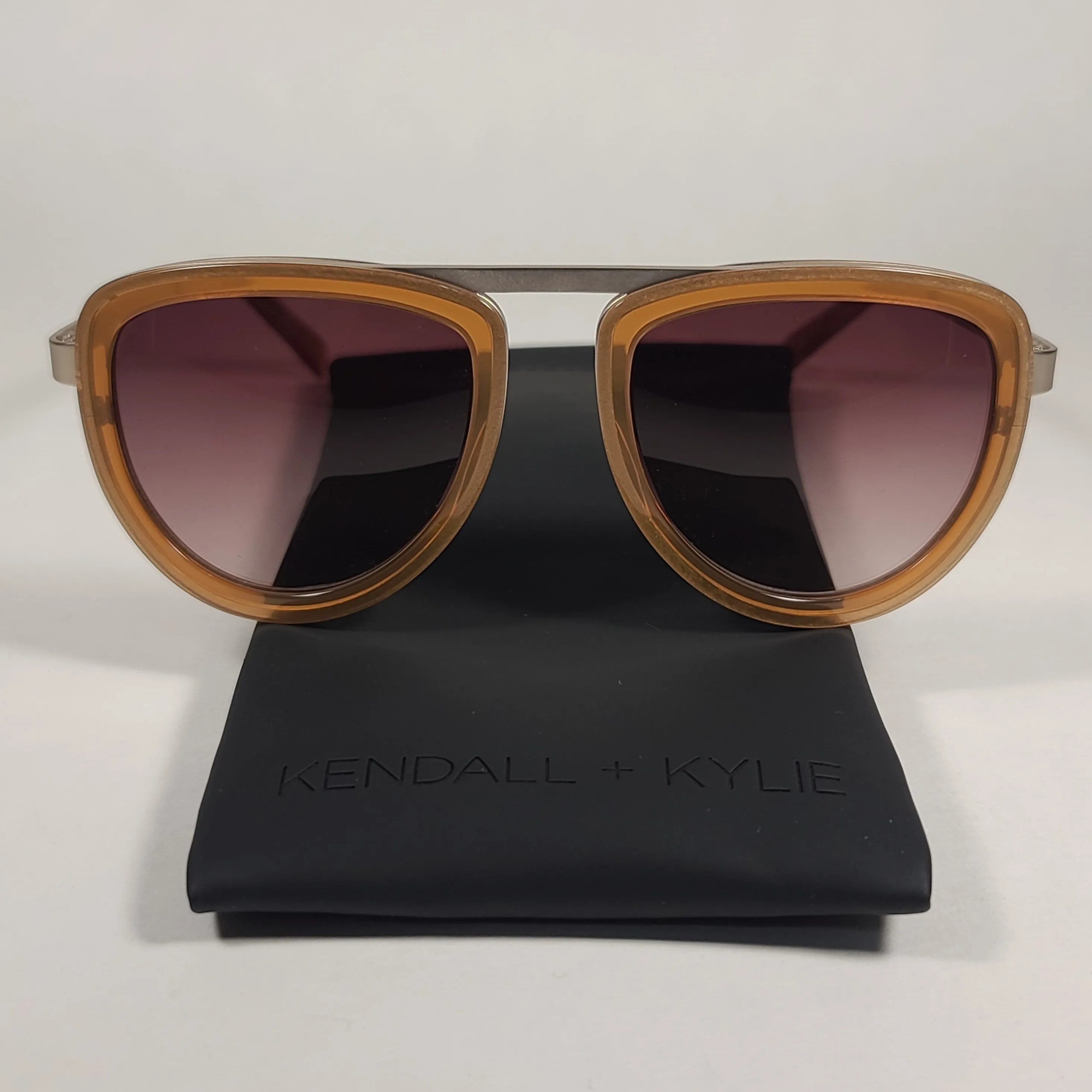 Kendall   Kylie Jones Aviator Sunglasses Shiny Crystal and Light Brown With Gradient Lens KK5009D 207