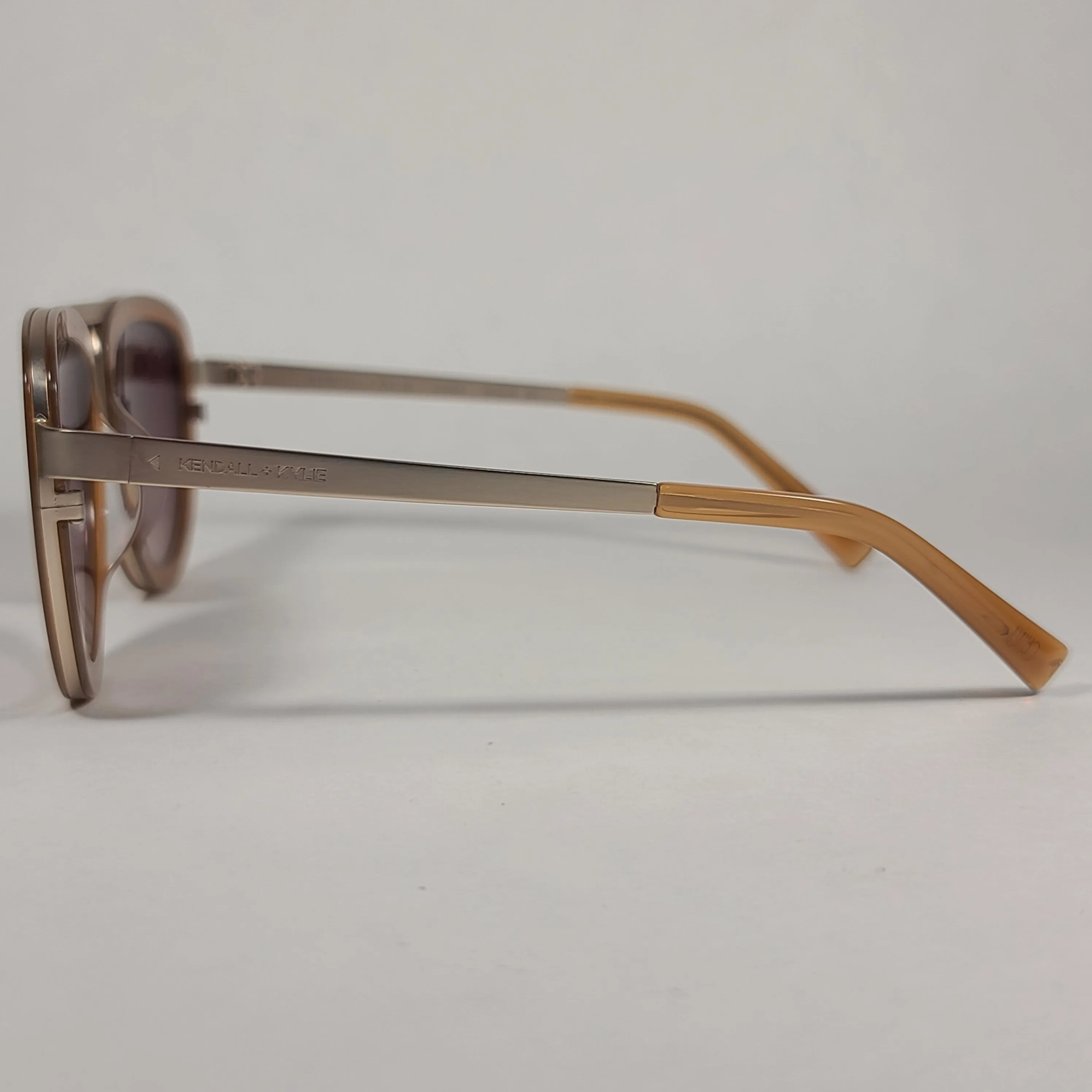 Kendall   Kylie Jones Aviator Sunglasses Shiny Crystal and Light Brown With Gradient Lens KK5009D 207