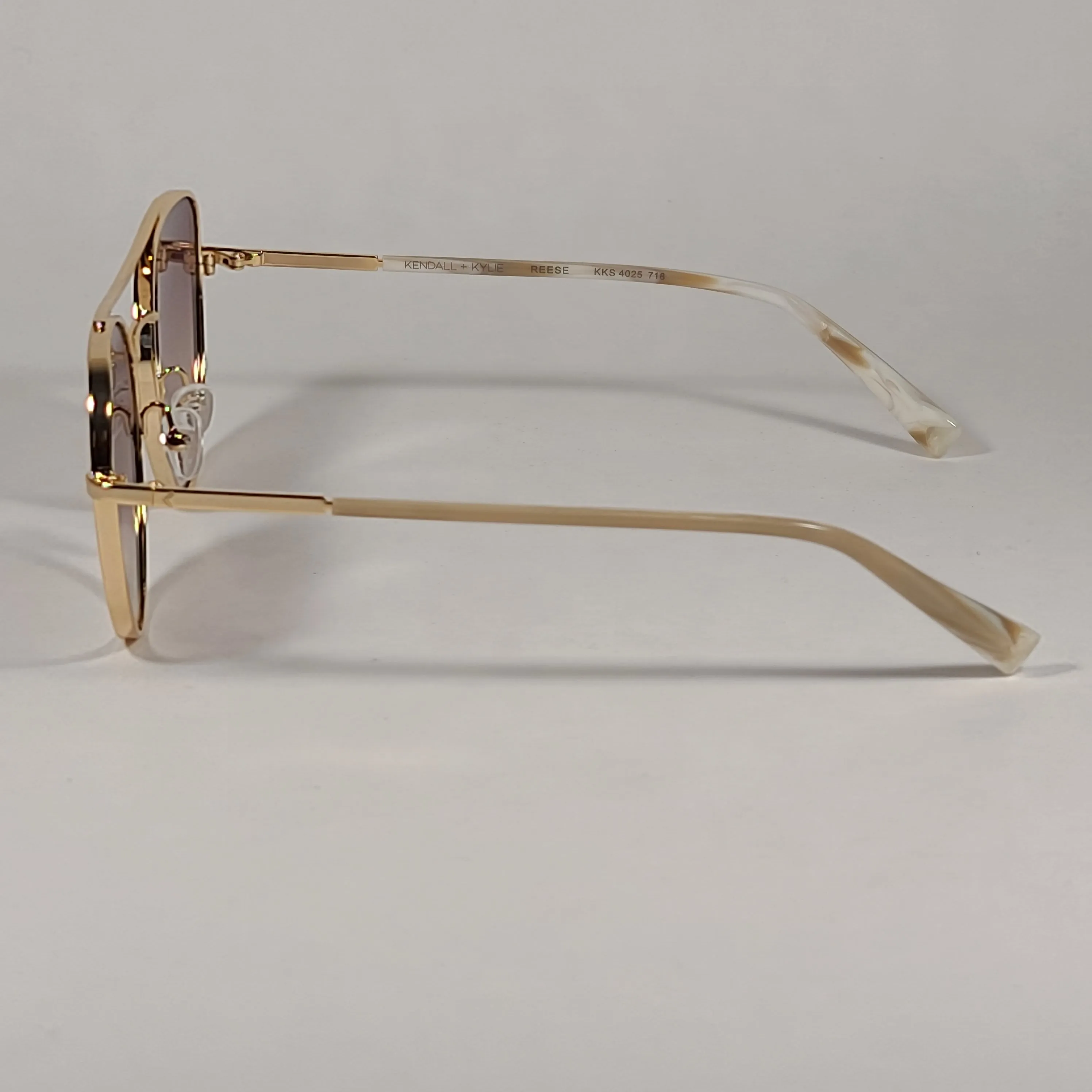 Kendall   Kylie Reese Aviator Sunglasses Light Gold Frame Dune Brown Gradient Lens KKS4025G 718