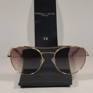 Kendall   Kylie Reese Aviator Sunglasses Light Gold Frame Dune Brown Gradient Lens KKS4025G 718