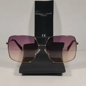 Kendall   Kylie Sophie Shield Aviator Sunglasses Gold Frame Pink Rose Gold Gradient Lens KK4008G 781