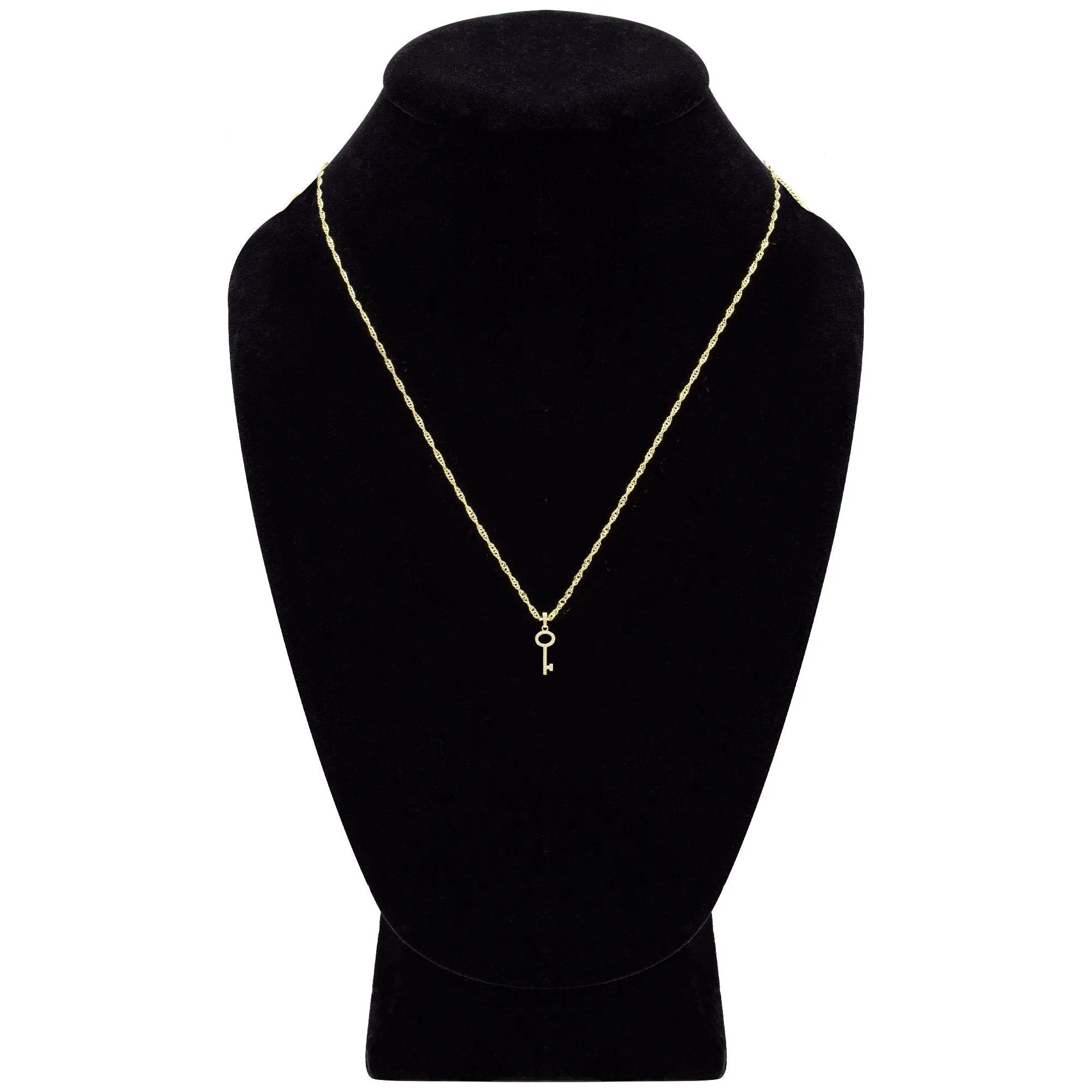 Key Cubic Zirconia Pendant With Necklace Set 14K Gold Filled