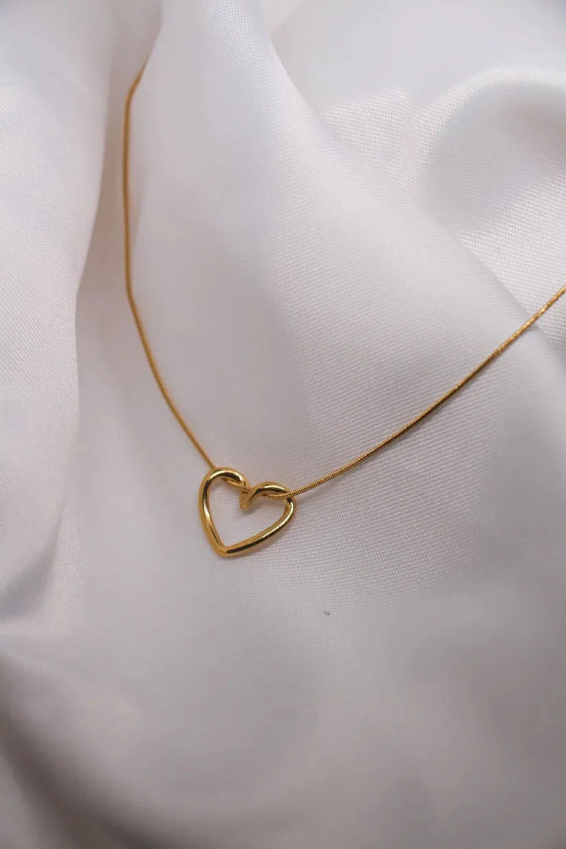 Knot Heart Necklace   Long Hammered Heart Earring Combo
