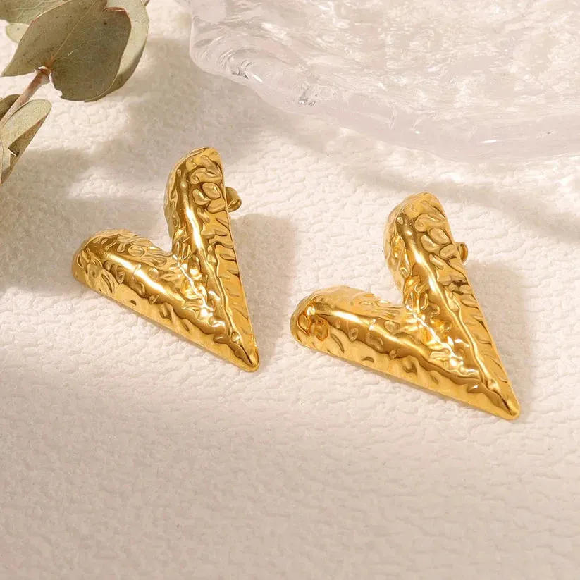 Knot Heart Necklace   Long Hammered Heart Earring Combo