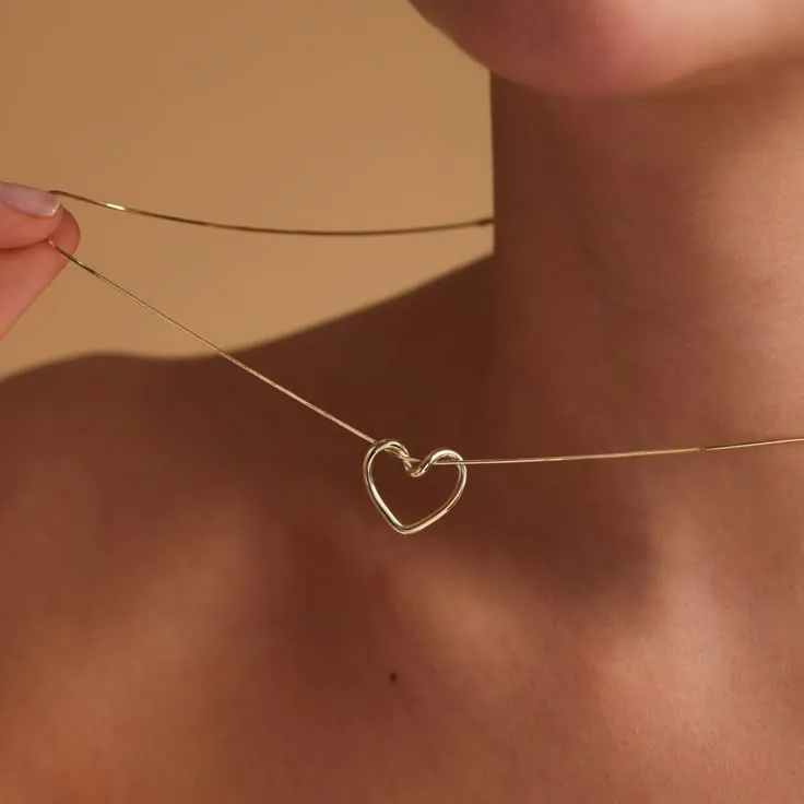 Knot Heart Necklace   Long Hammered Heart Earring Combo