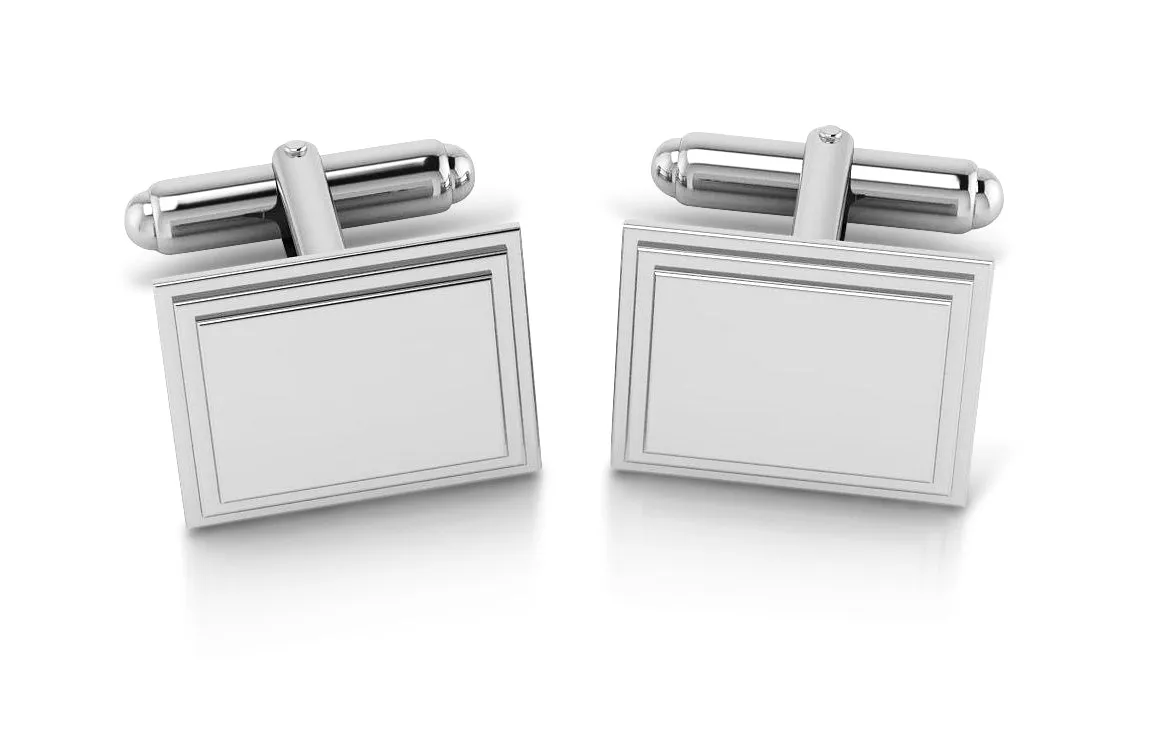 Krysaliis Sterling Engravable Stepped Edge Rectangle Cufflink