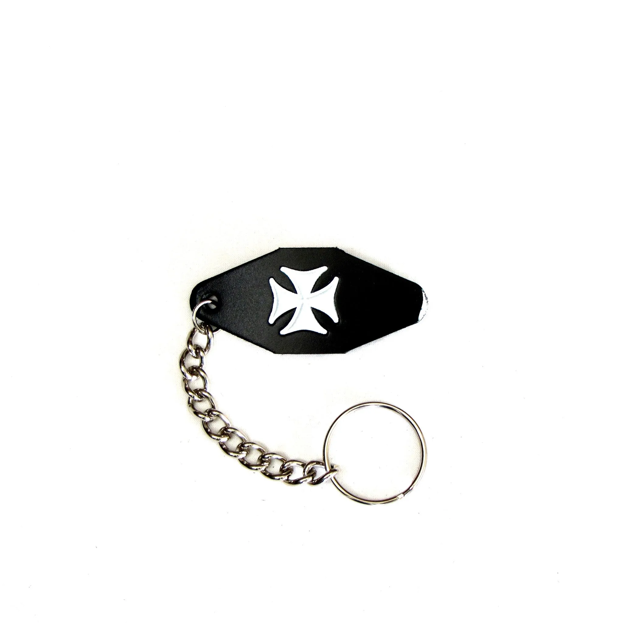 KX-137  Leather Key Chain- Iron Cross