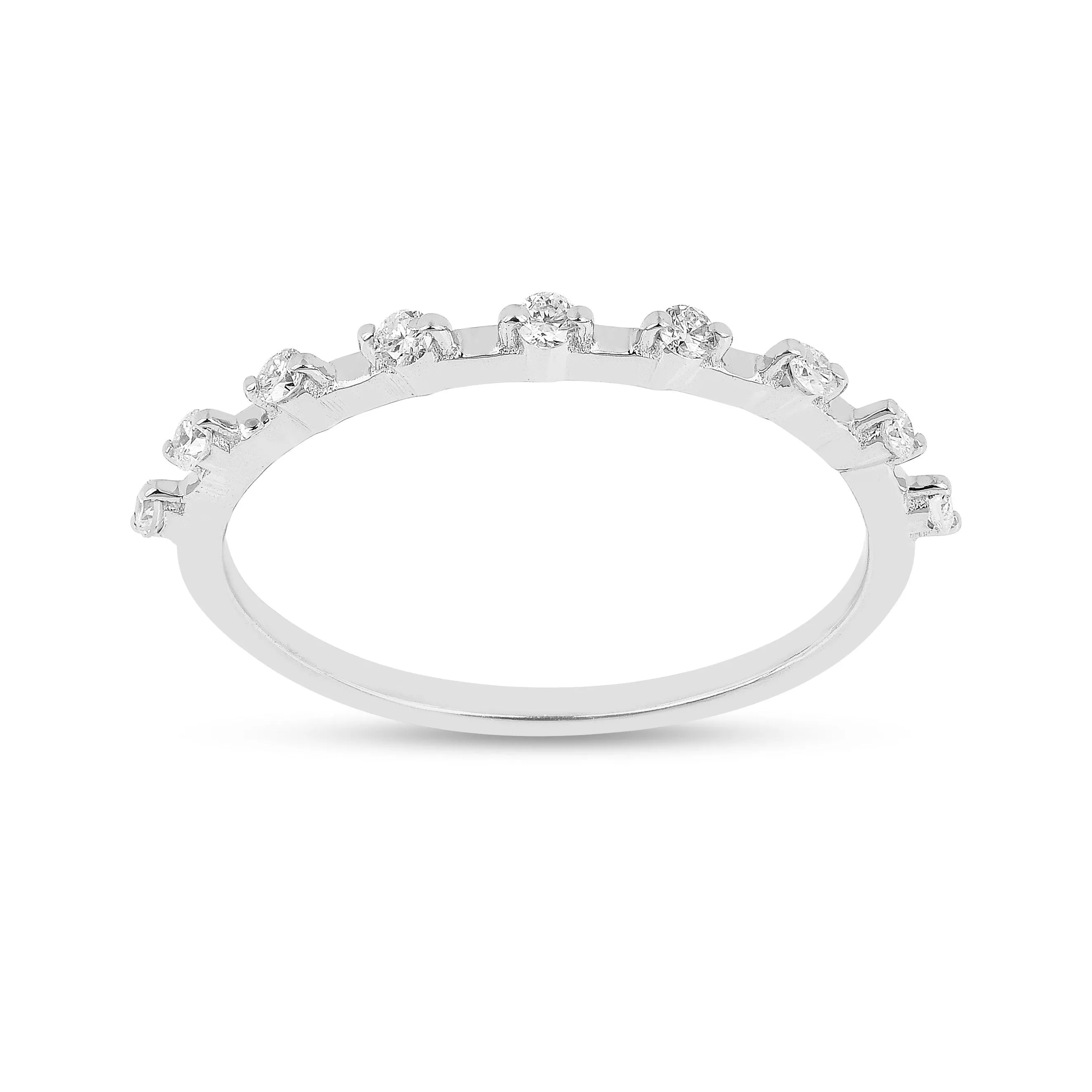 Lab  Diamond Half Eternity Silver Ring