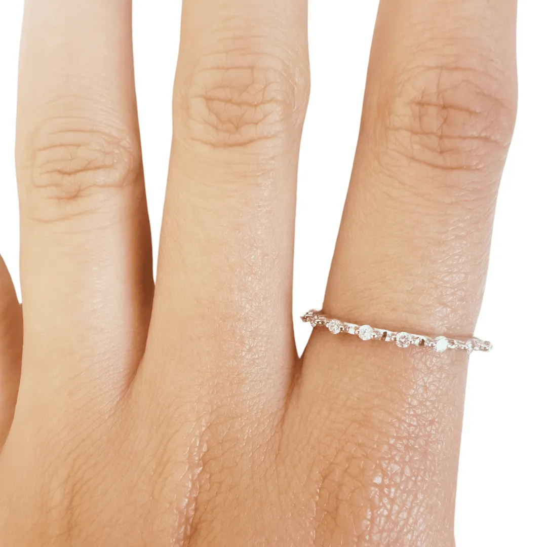 Lab  Diamond Half Eternity Silver Ring
