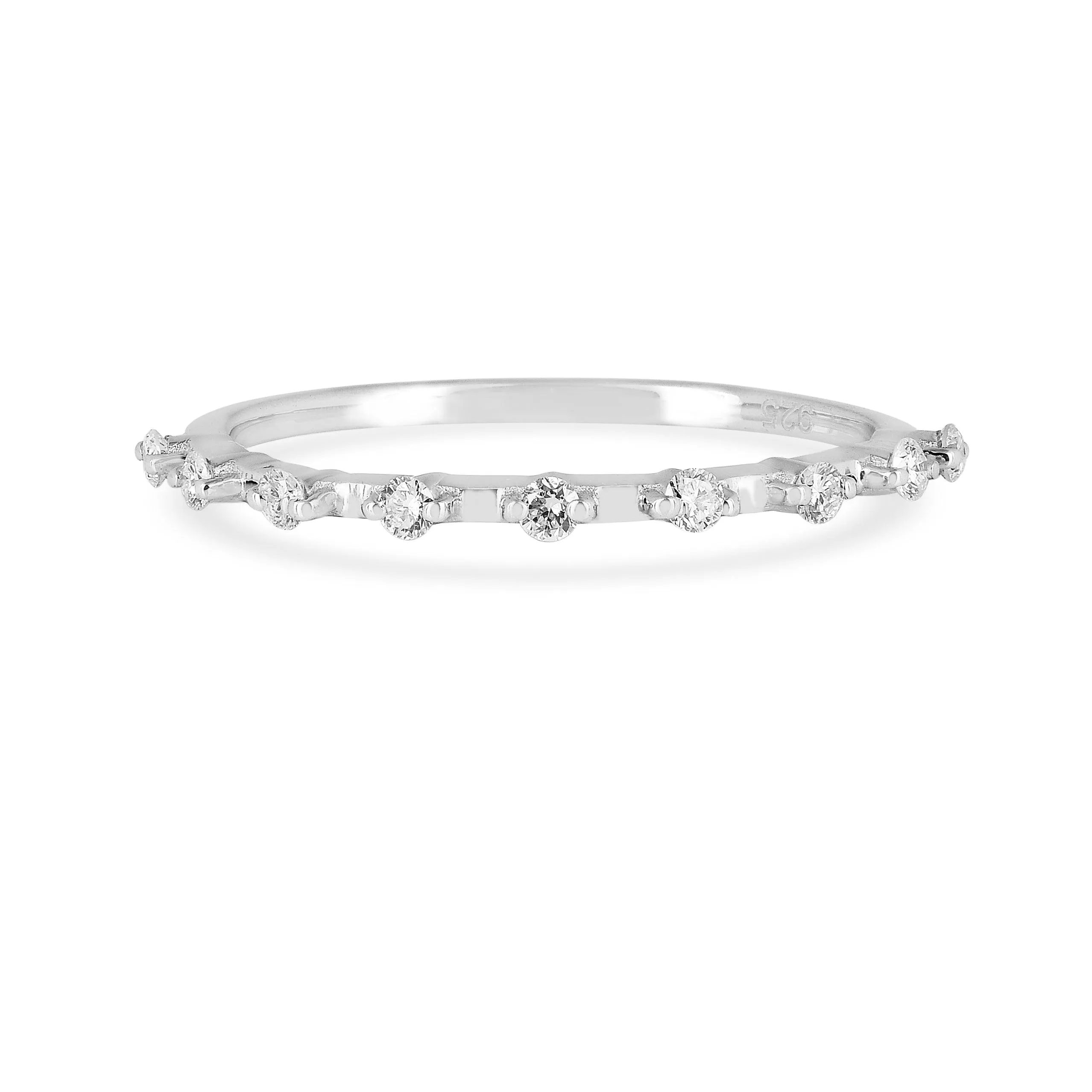 Lab  Diamond Half Eternity Silver Ring