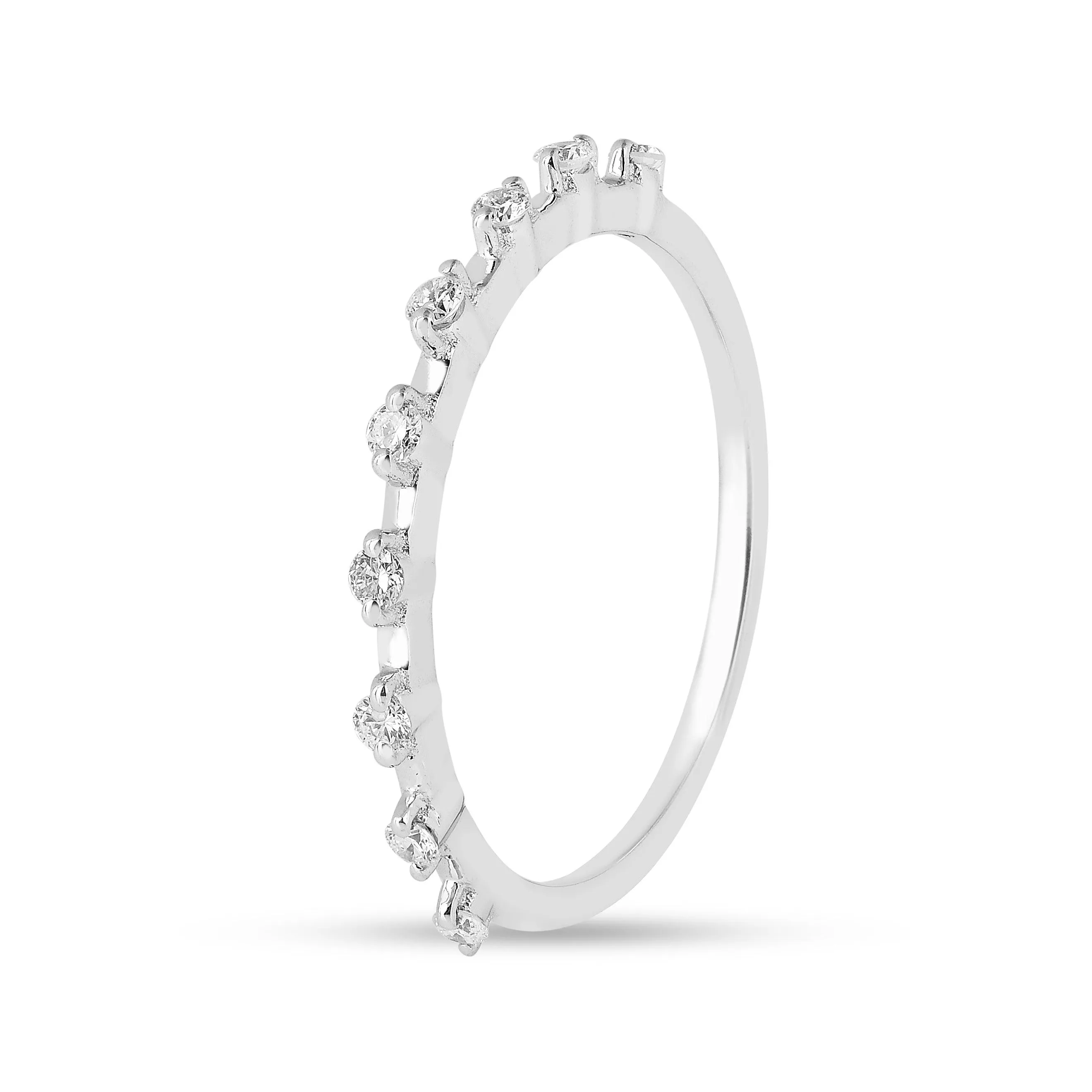 Lab  Diamond Half Eternity Silver Ring