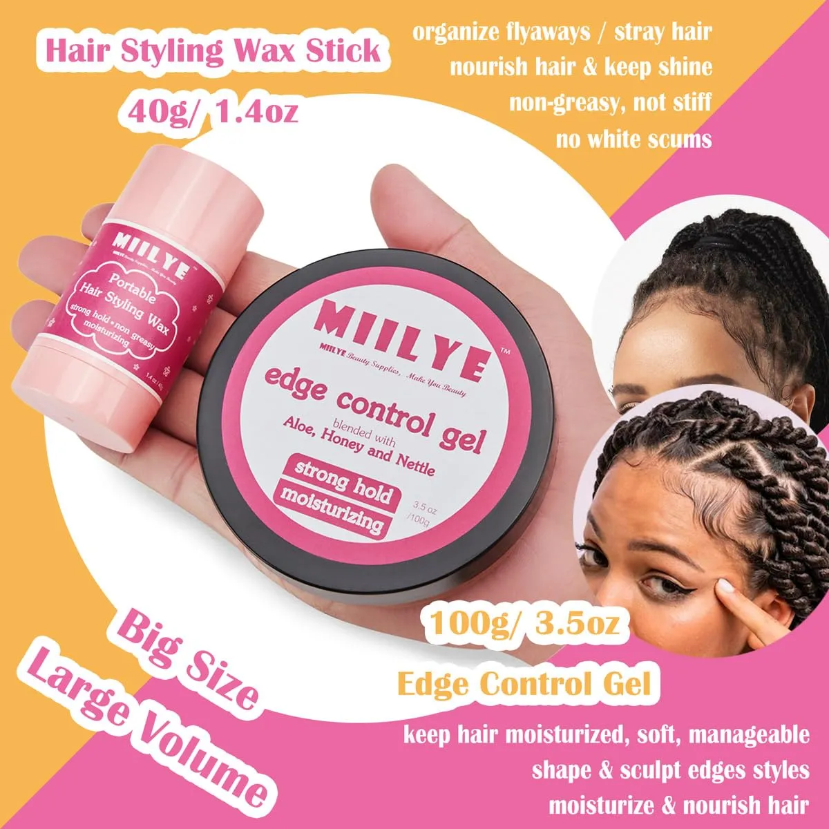 Lace Wig Glue And Hair Styling Wax Gel Combo Pack Wig Install Kits, Wig G