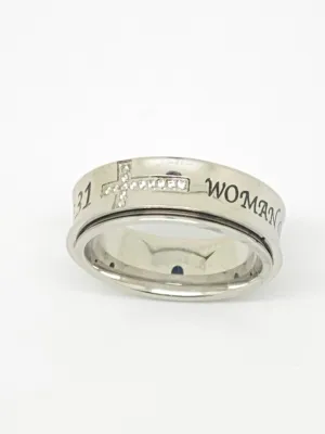 Lady's High Polish Spinner "Woman of God" Ring