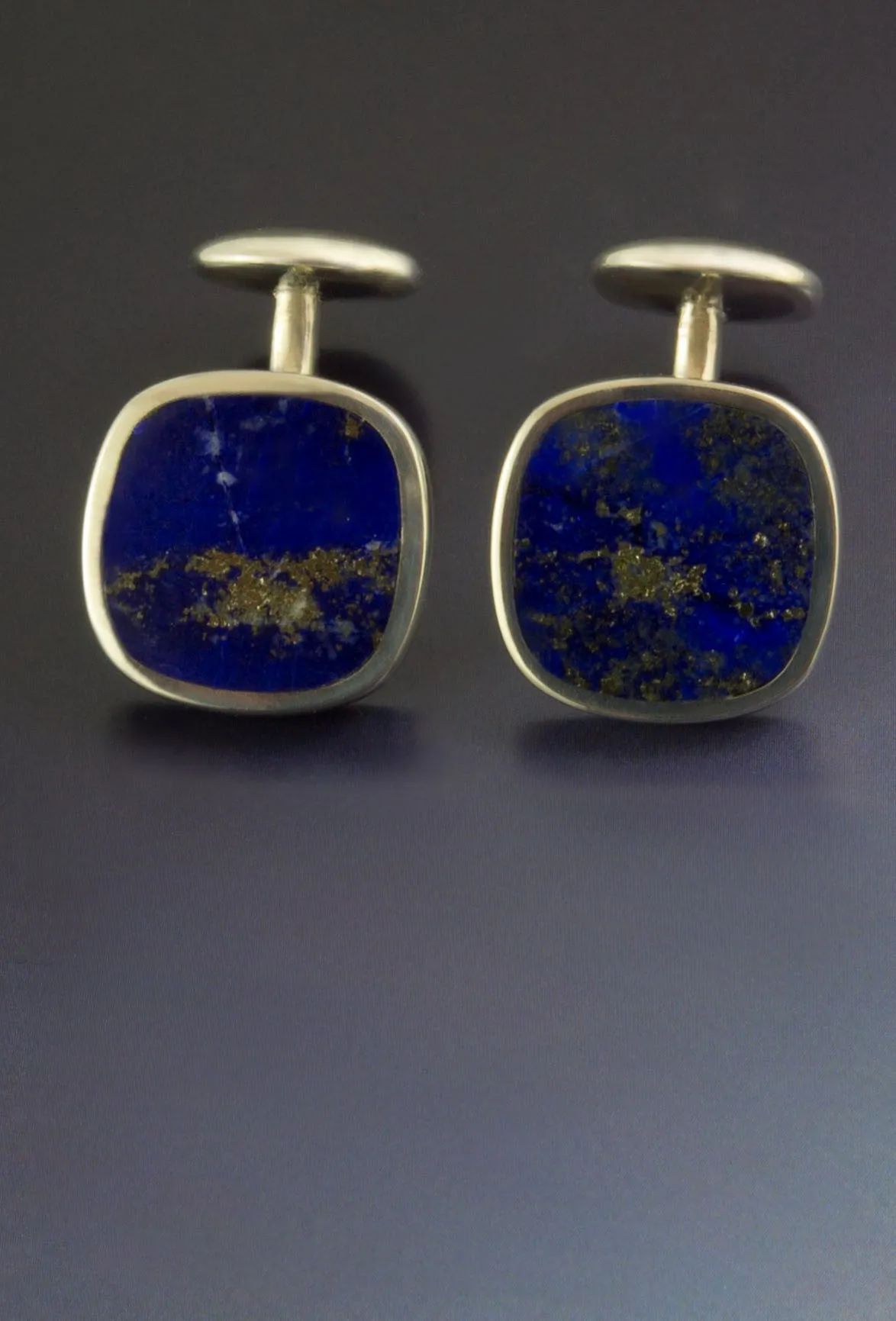 Lapis Cufflinks in Solid Sterling Silver