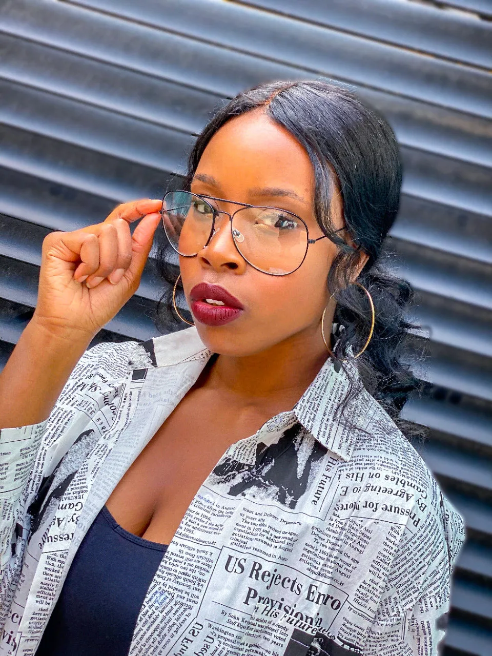 Large Aviator Glasses - Black