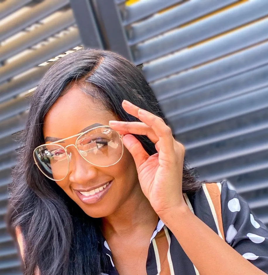 Large Aviator Glasses - Gold