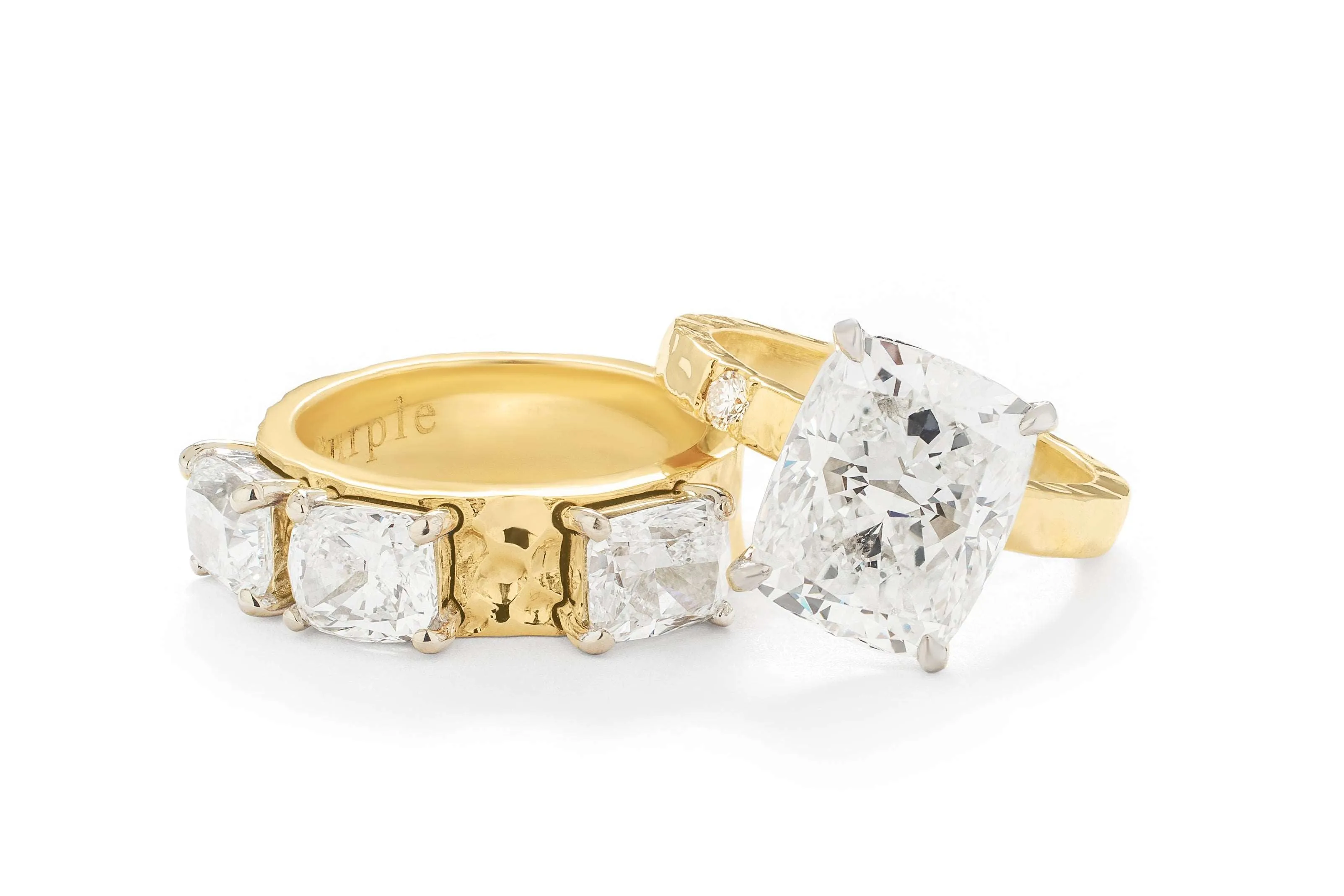 Large Destiny Hammered Engagement Ring