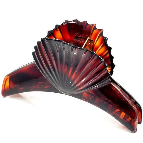 Large French Scallop Top Shell Plastic Hair Claw
