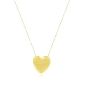 Large Gold Puffy Heart Necklace