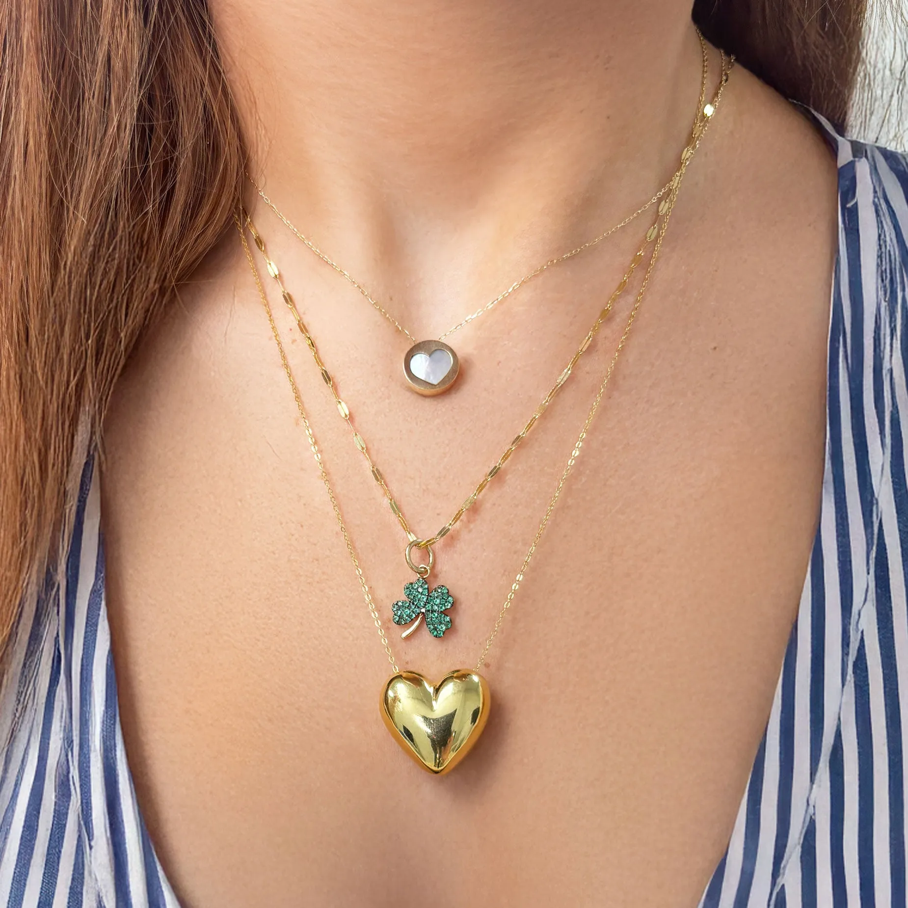 Large Gold Puffy Heart Necklace