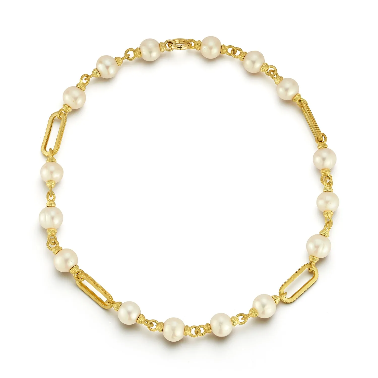 Large Rectangular Link & Pearl Necklace