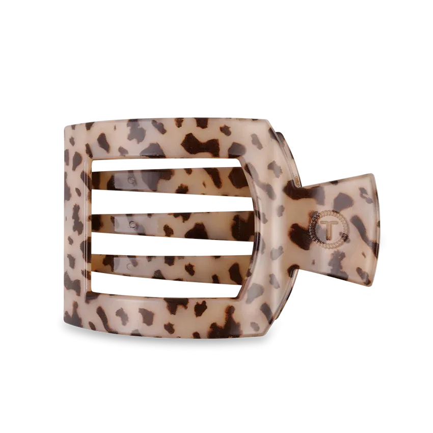 Large Teleties Flat Square Clip - Blonde Tortoise