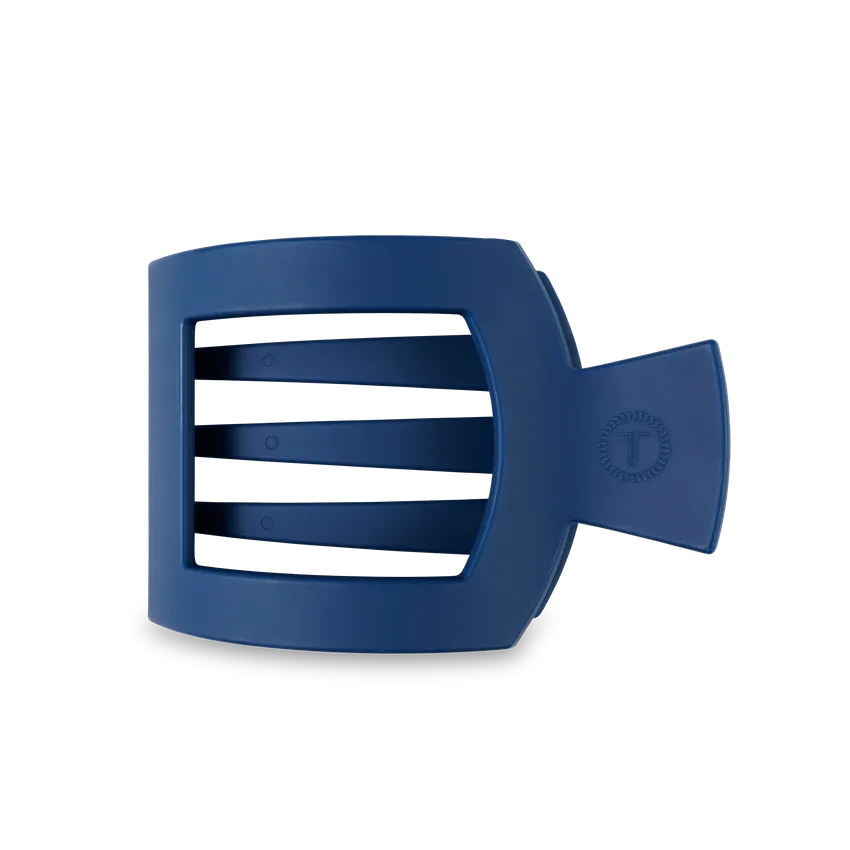 Large Teleties Flat Square Clip - Midnight Rain Navy