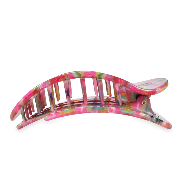 Large Teleties x Laura Park Flat Oval Clip - Fuchsia Dream