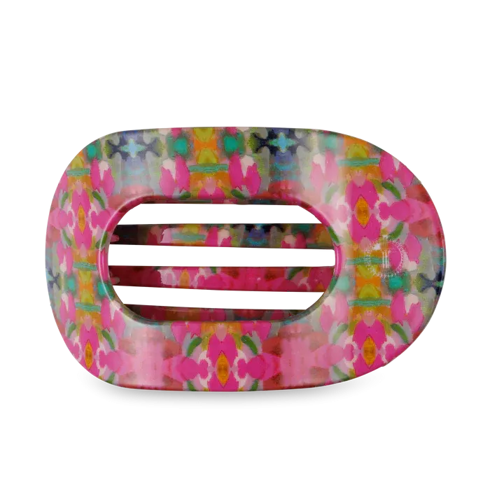Large Teleties x Laura Park Flat Oval Clip - Fuchsia Dream