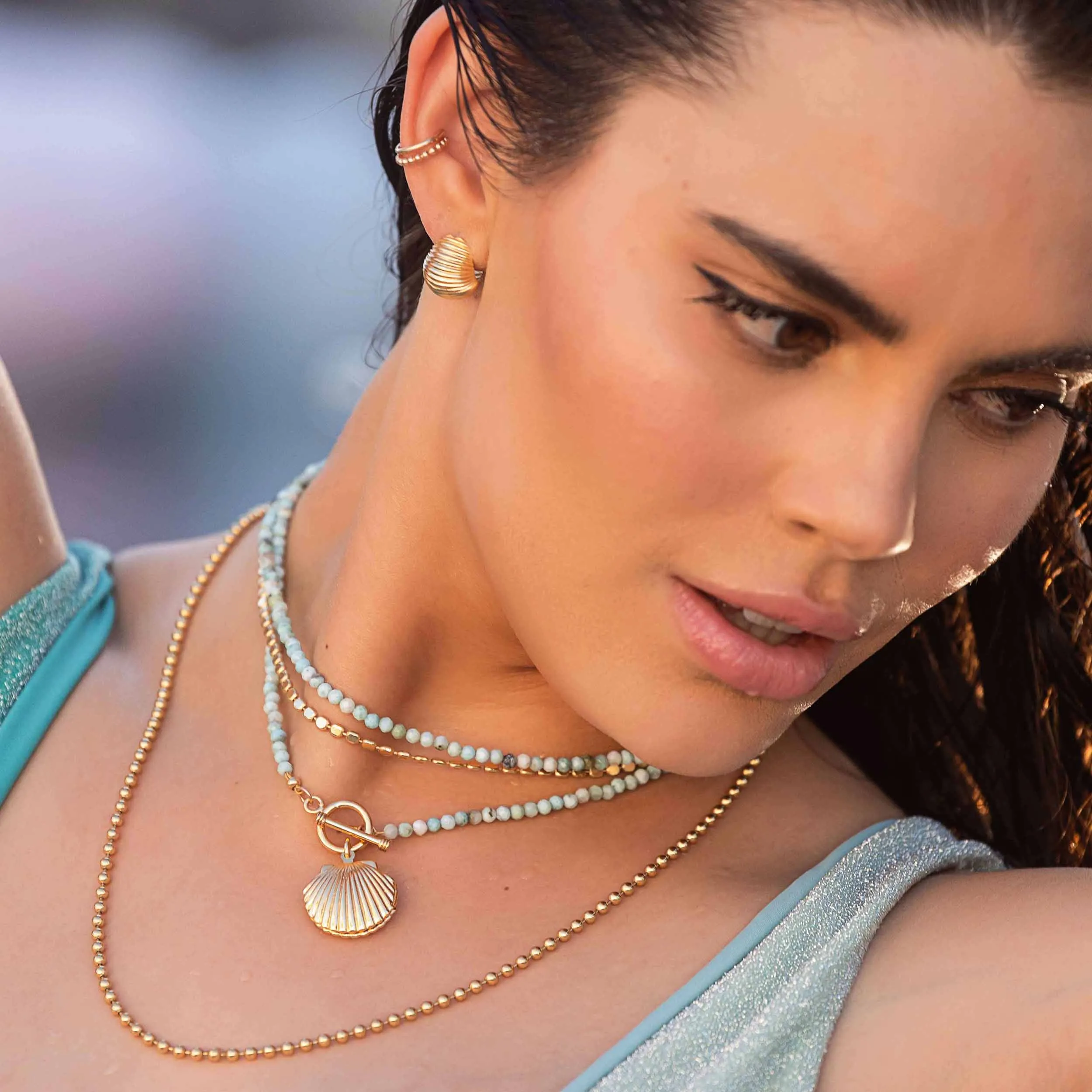Larimar Beaded Toggle Necklace
