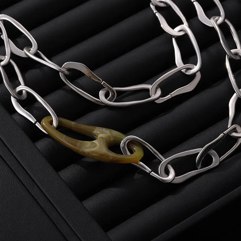 Layered Geometric Alloy Necklaces N5404