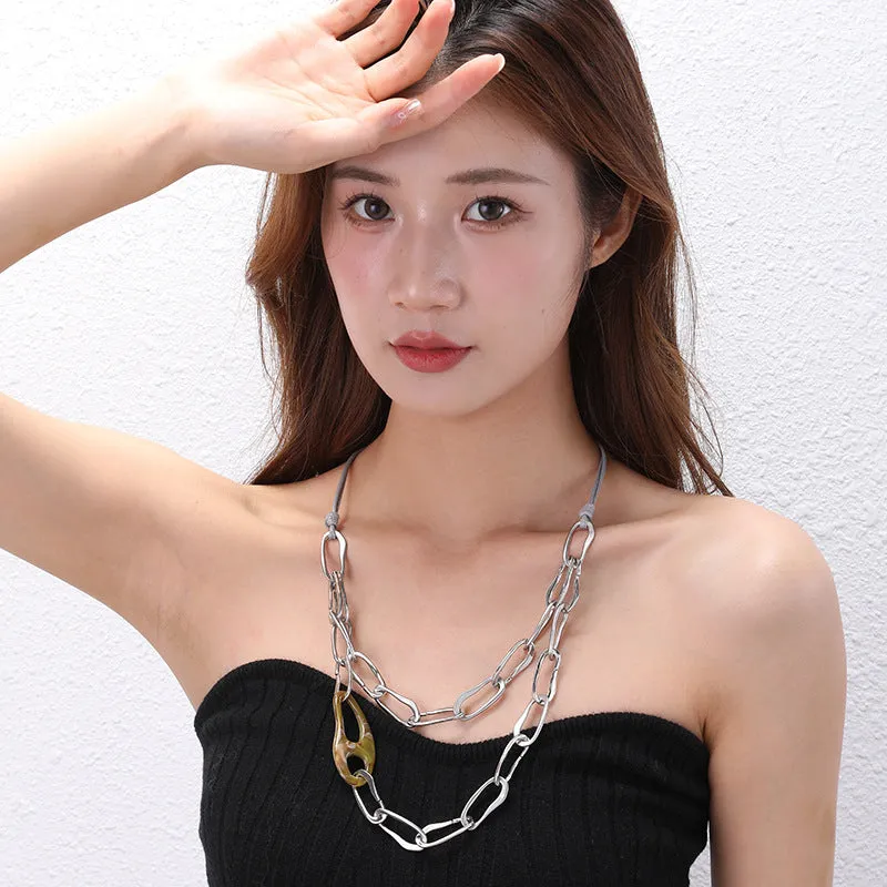 Layered Geometric Alloy Necklaces N5404