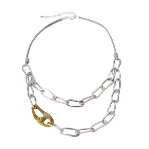 Layered Geometric Alloy Necklaces N5404