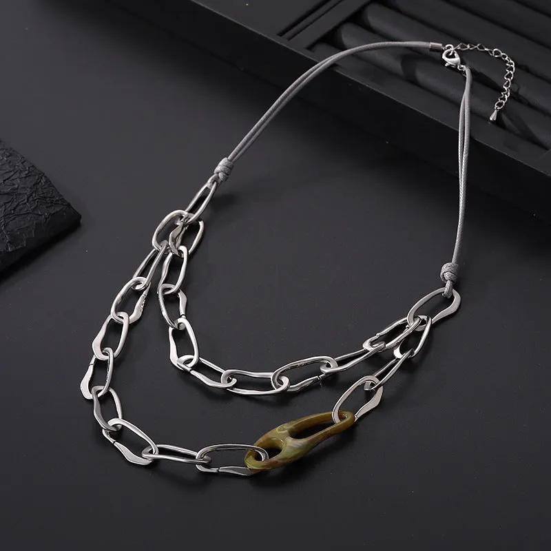 Layered Geometric Alloy Necklaces N5404