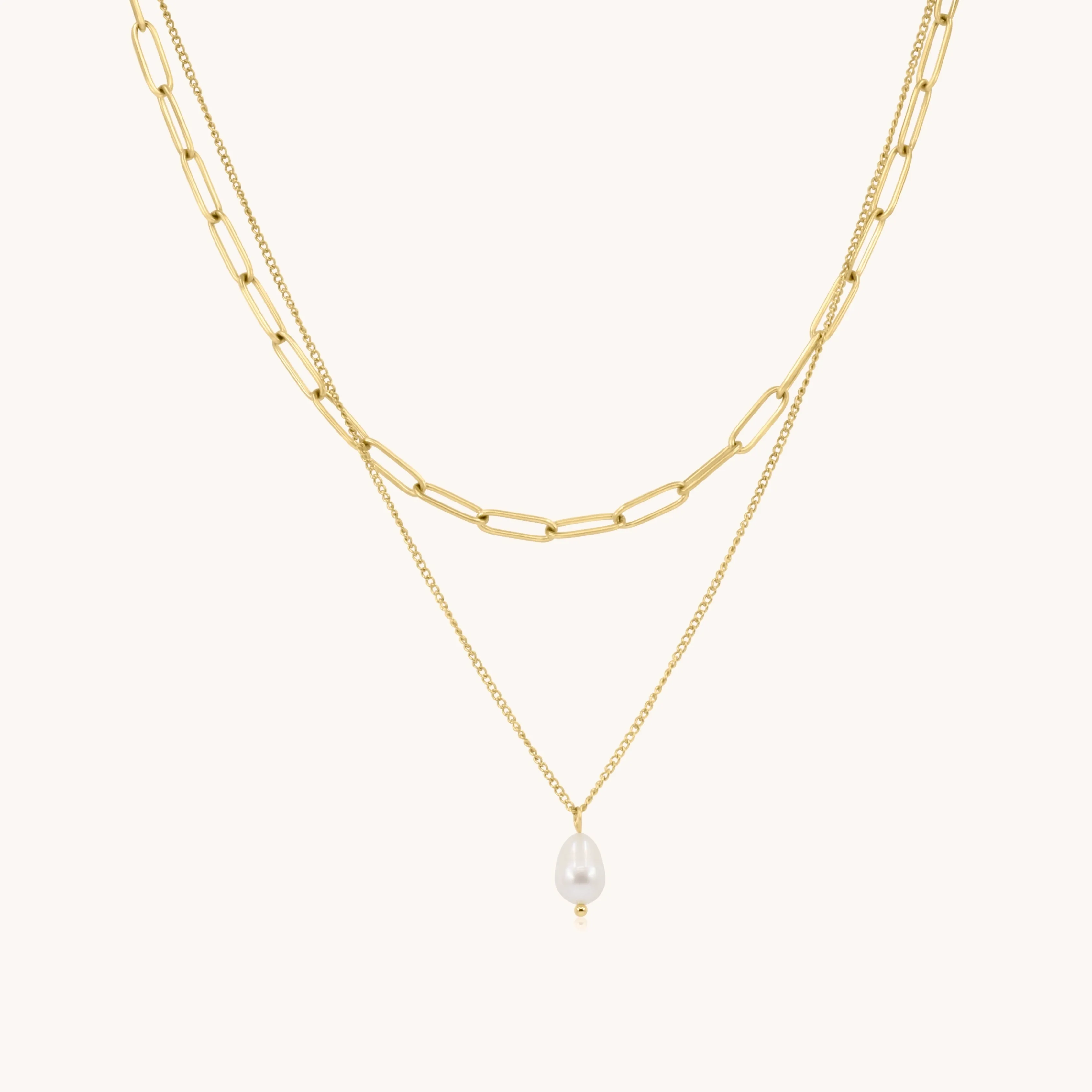 Layered Pearl Necklace, Gold