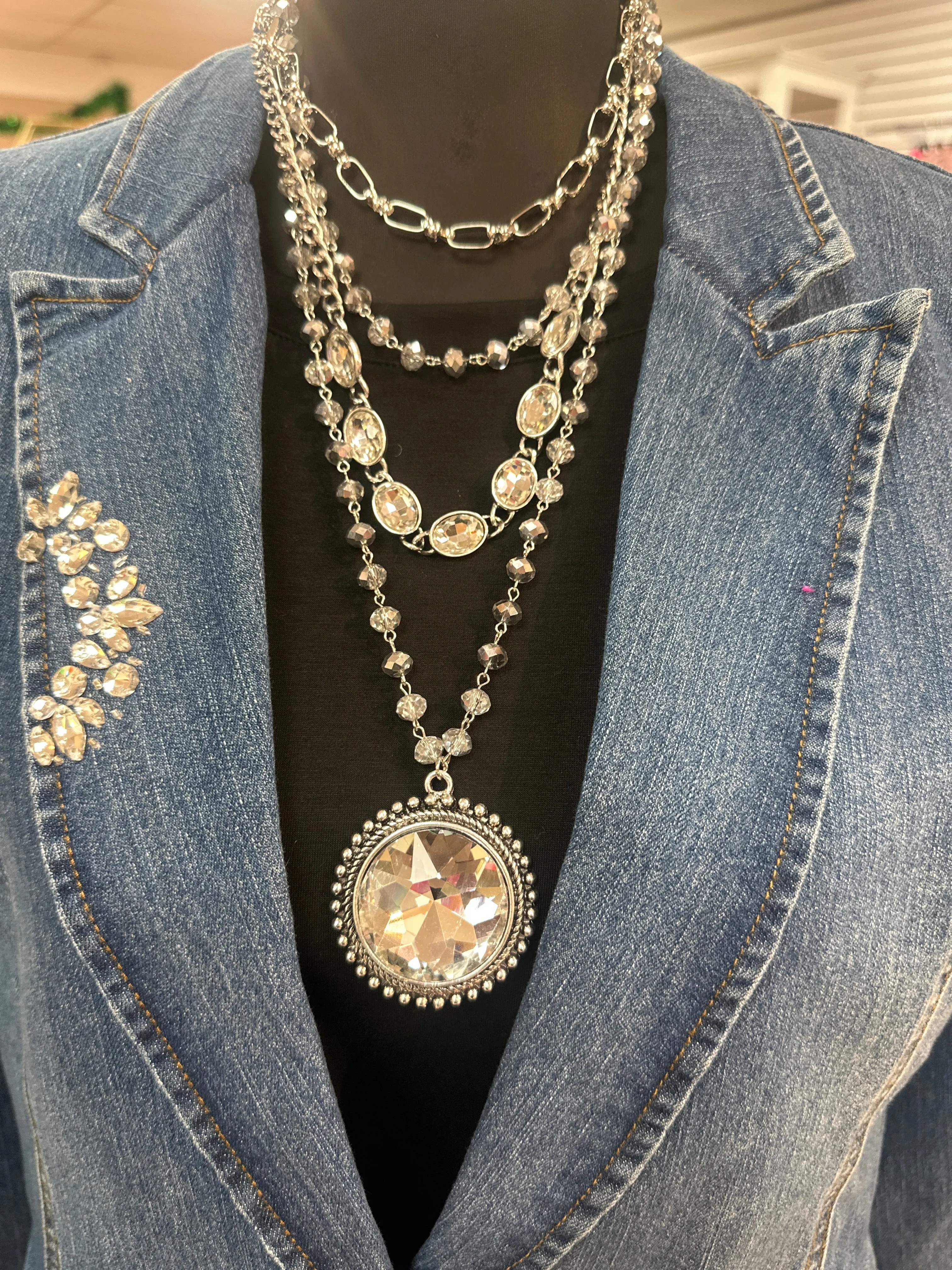Layered Rhinestone Necklace