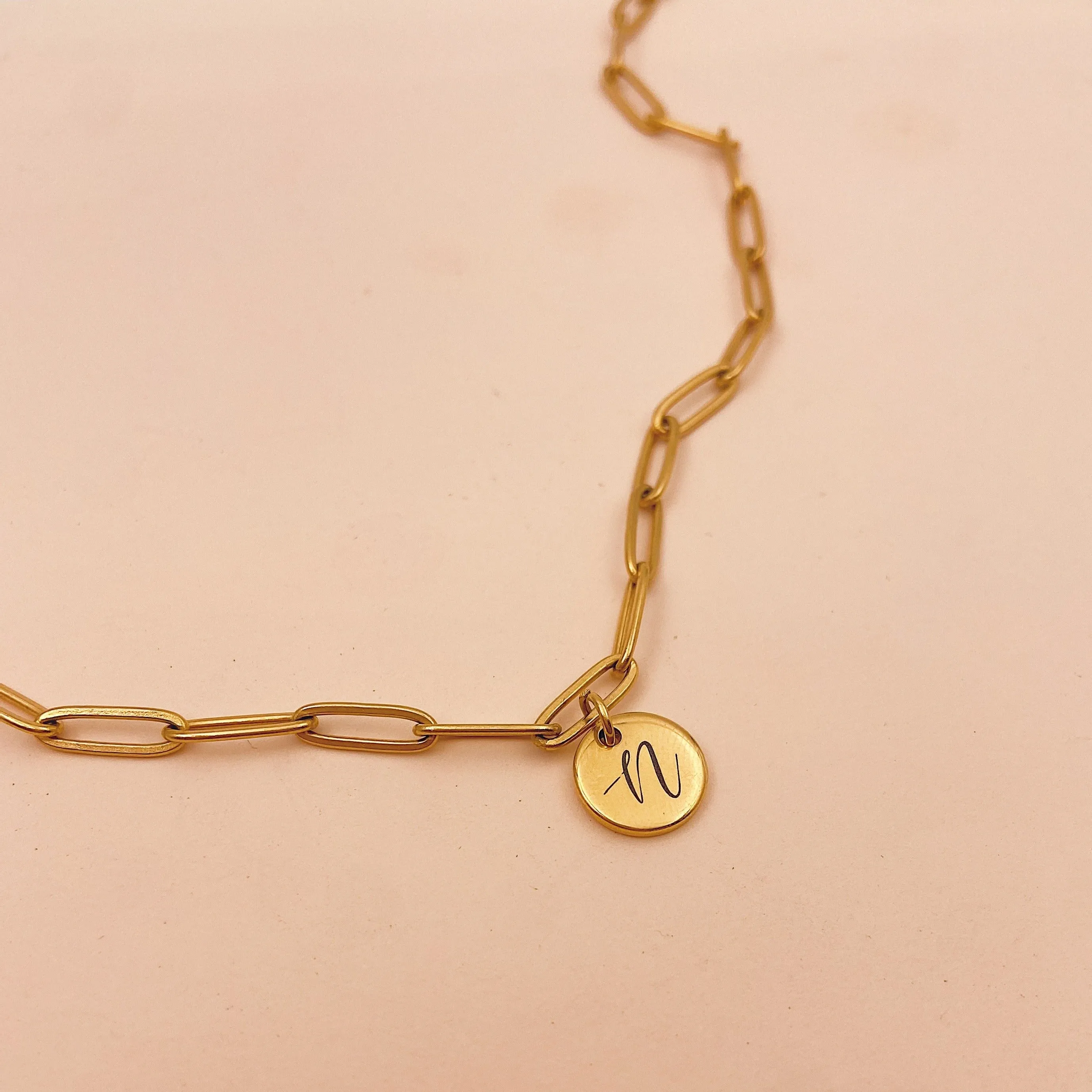 Lazer Engraved 11MM Monogram Disc with Paperlink Choker