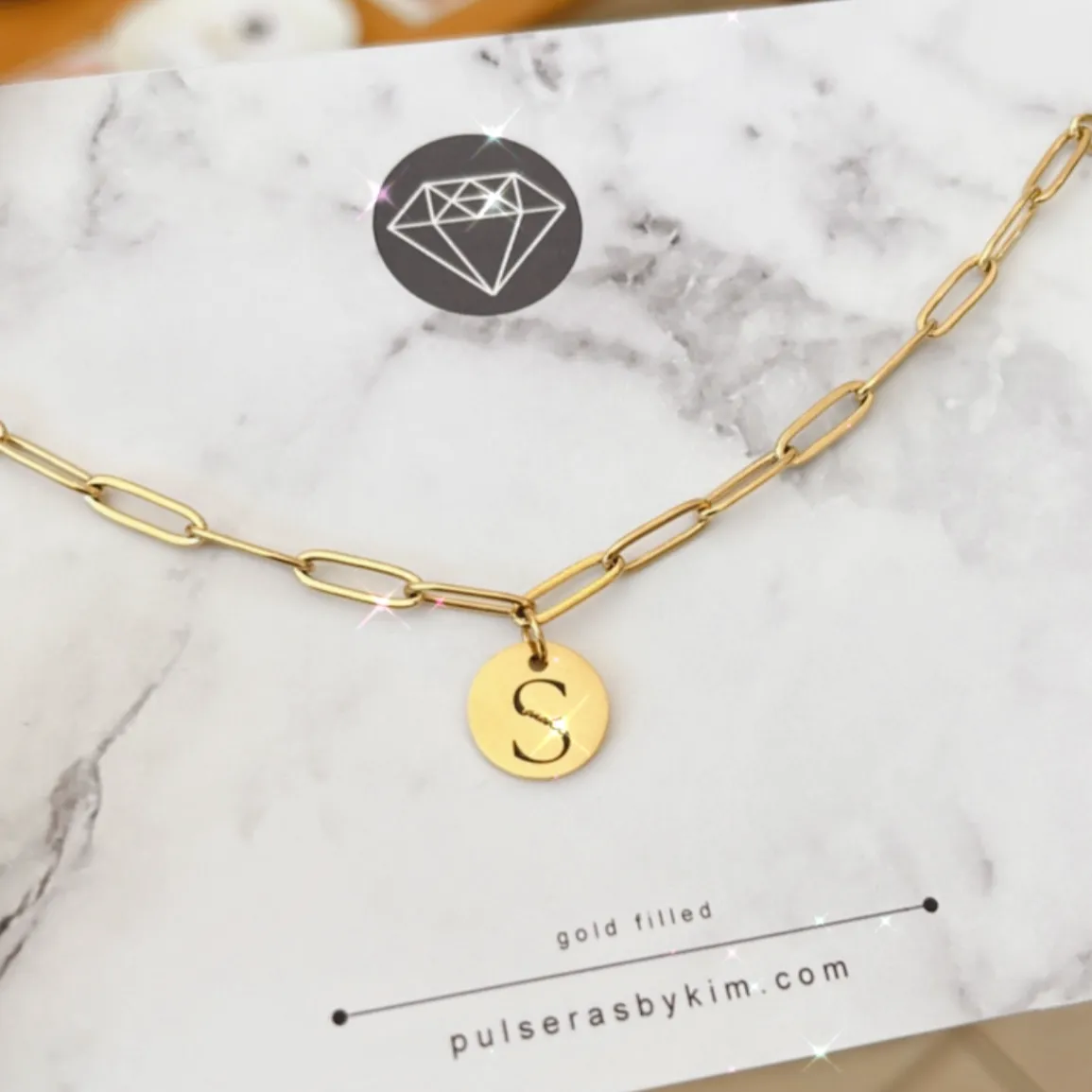 Lazer Engraved 11MM Monogram Disc with Paperlink Choker