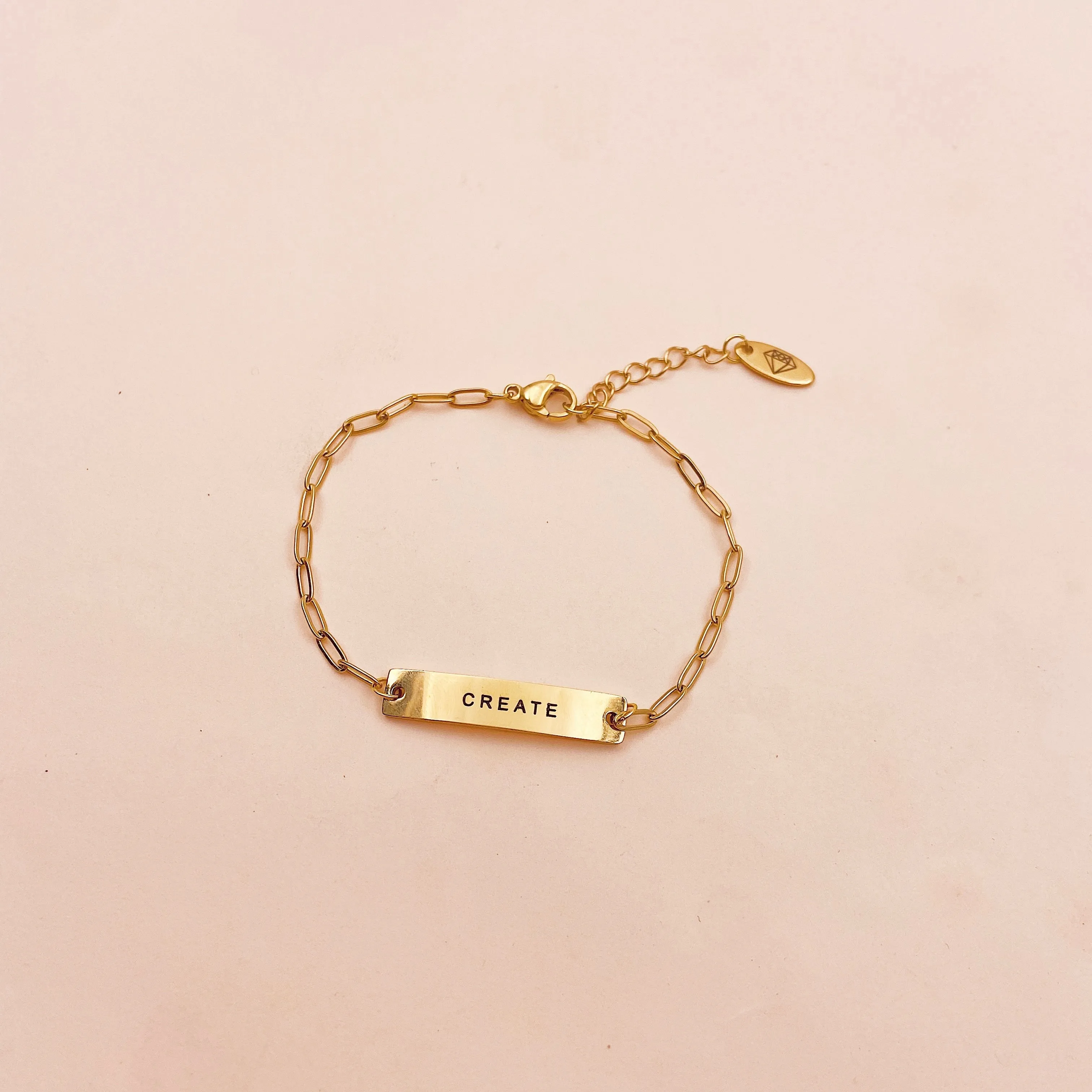 Lazer Engraved Custom Bar with Paperlink Chain Bracelet