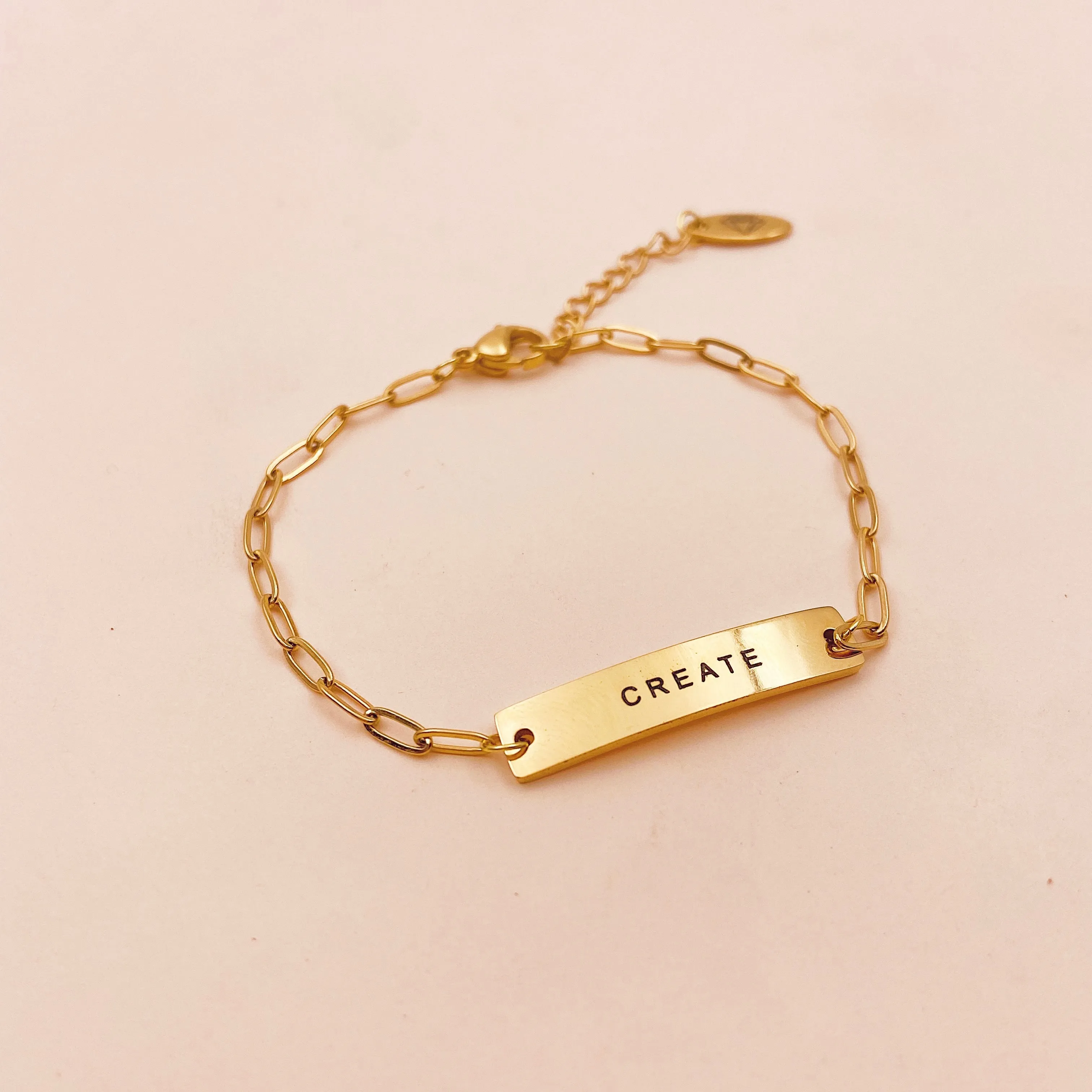 Lazer Engraved Custom Bar with Paperlink Chain Bracelet