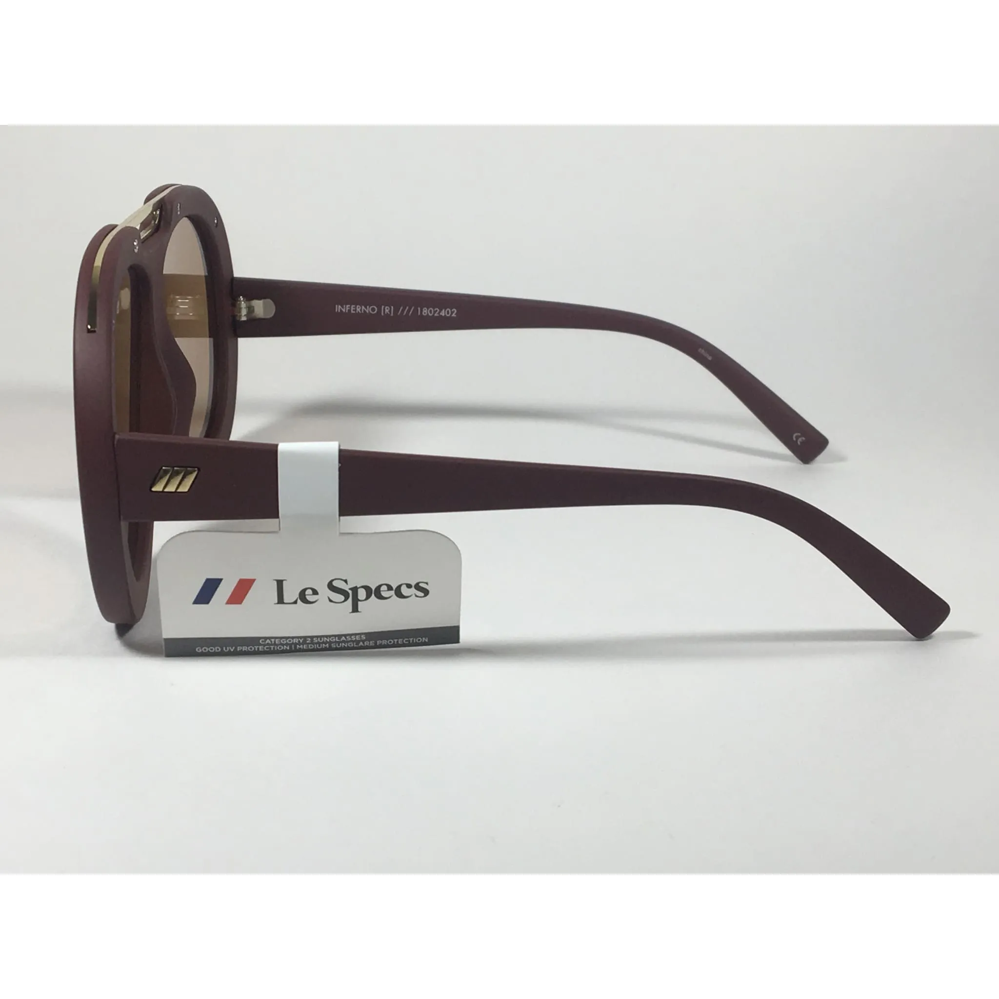 Le Specs LSP1802402 Inferno Large Aviator Pilot Sunglasses Dark Red Wine Shiraz Brown Lens